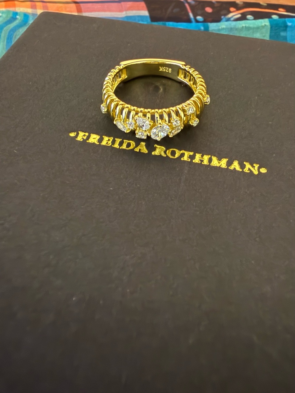 Freida Rothman Gold Crystal Five-Stone Ring